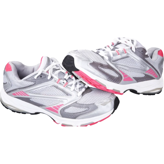 Basket Running Femme Blanc Gris Rose – Chaussures Sport Confort Respirantes