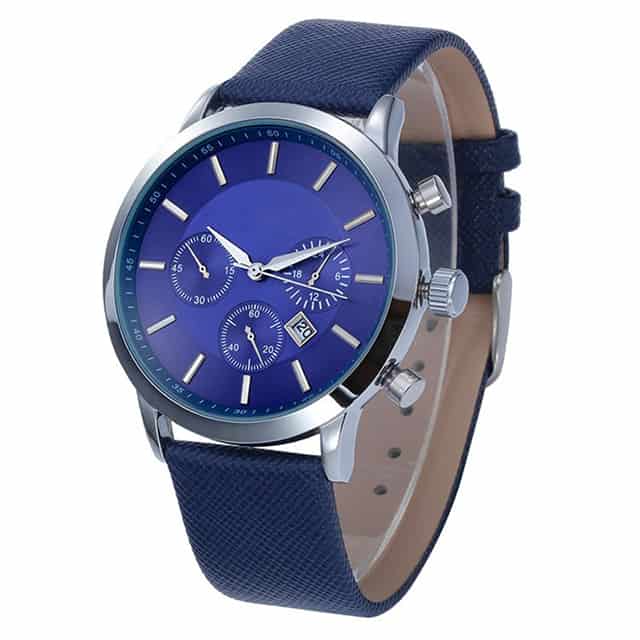Montre Homme Bleu Chronographe – Montre Élégante Bracelet Cuir