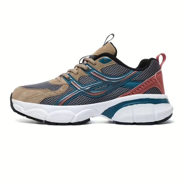 Basket Homme Multicolore Beige Bleu – Sneakers Sport Confort Respirantes